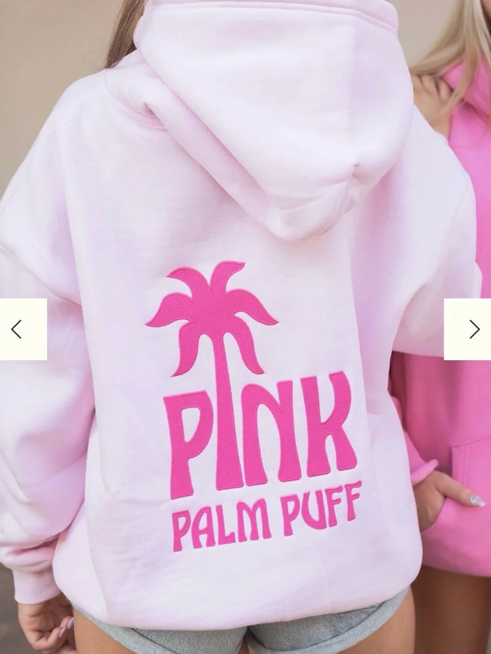 PINK PALM PUFF Classic Puff Hoodie in Pink NEW IN BAG & BOX. Size XXS - Picture 1 of 8